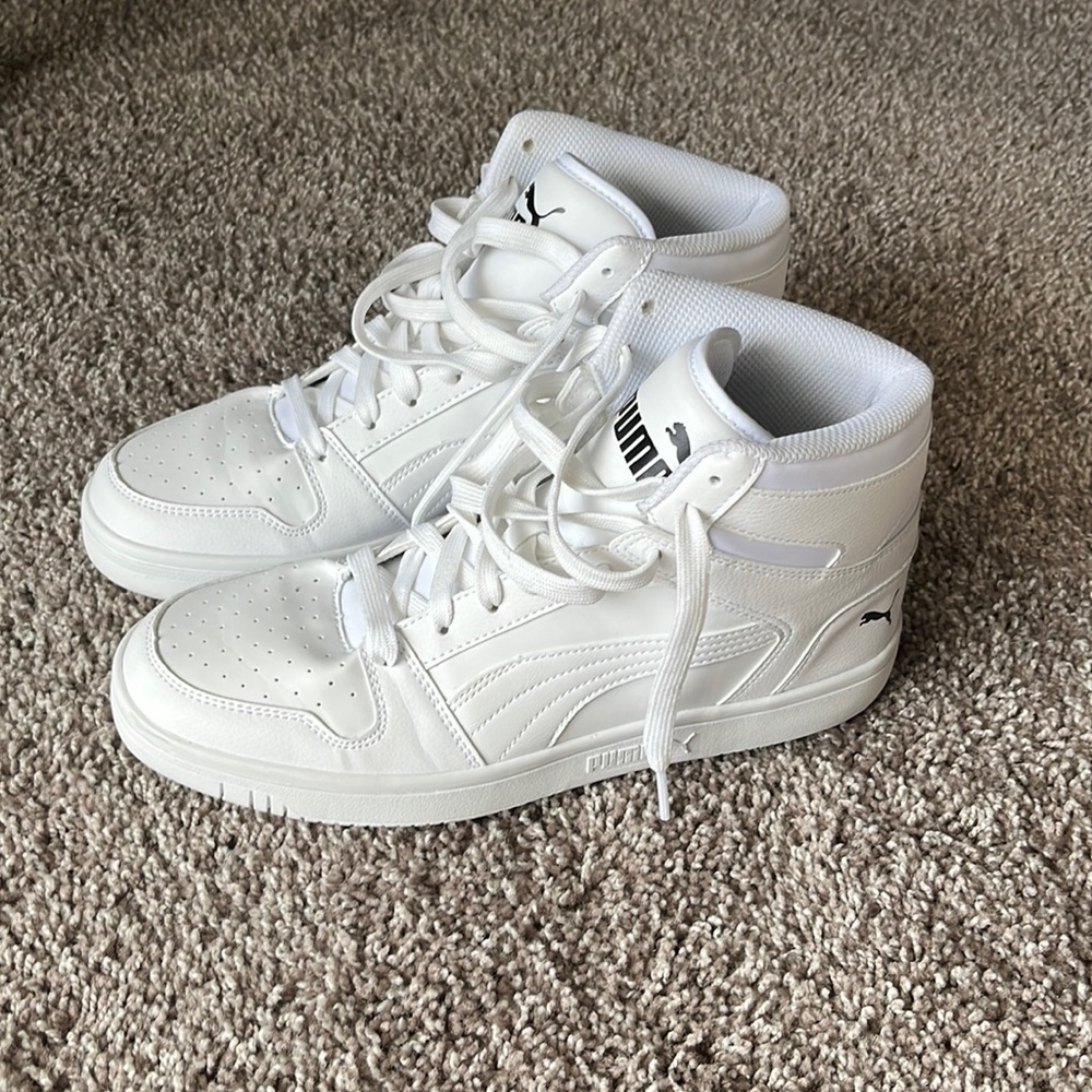Puma Rebound White High Top Sneakers - Size 9